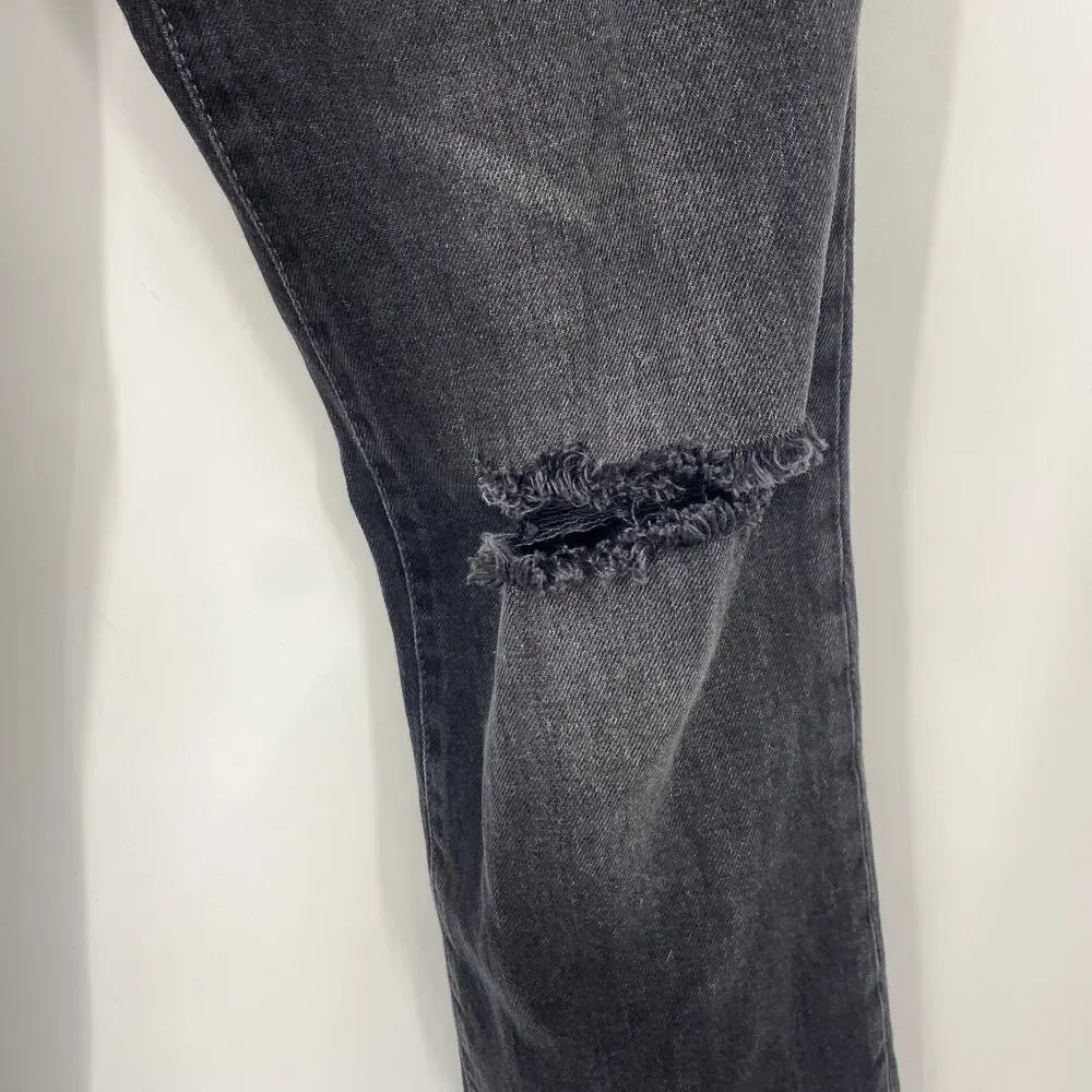 Urban Outfitters BDG Jeans Stretch High Rise Flare Leg Distressed Denim Black 26